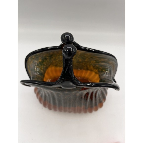 Vintage Murano Style Glass Handbag Purse Sculpture Cased Glass Fluted 8” Fall - Picture 2 of 11